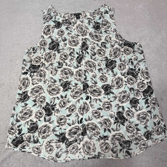 Torrid Mint Green & Black Floral Print Georgette Tank Top Size 3 - Picture 4 of 7